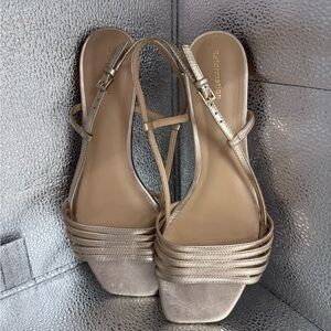Reformation Gold Metallic Multi-Strap Slingback Sandals